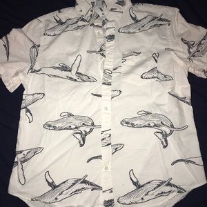 Whale short sleeve button up shirt